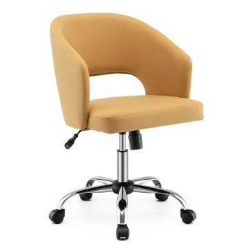 Upholstered Swivel Office Chair with Hollow Out Back